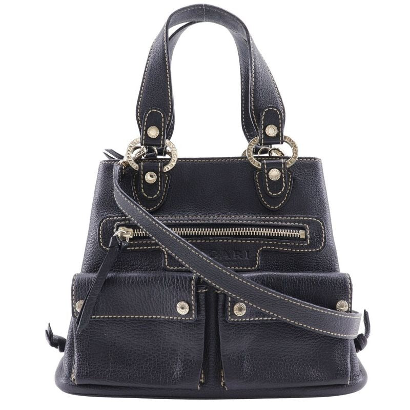 Bvlgari Maxirettare 2-Way Shoulder Leather Black Handbag