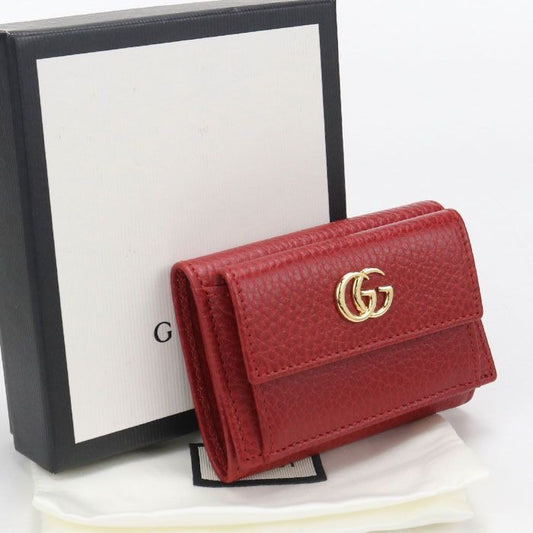 Gucci Compact Wallet GG Marmont Trifold with Coin Purse Leather
