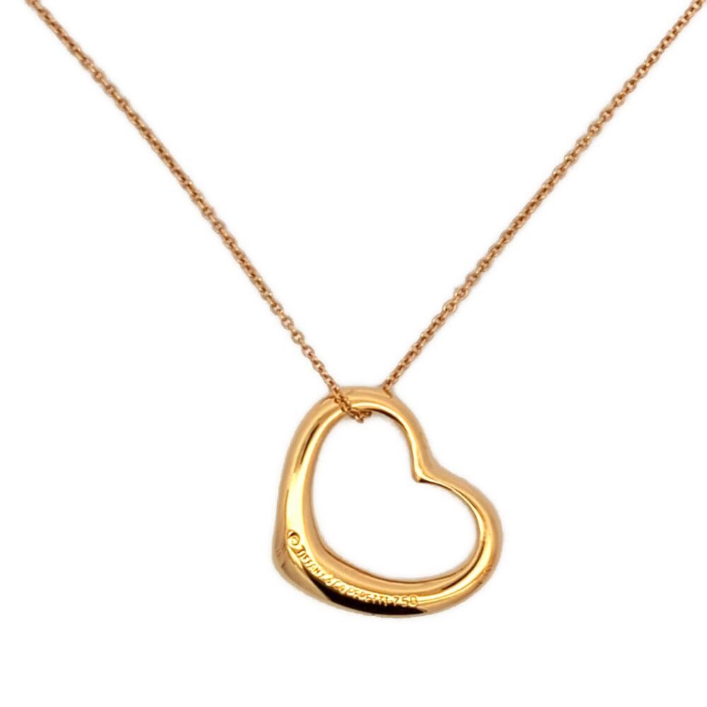 Tiffany & Co Elsa Peretti Open Heart Necklace Pendant 18k Yellow Gold