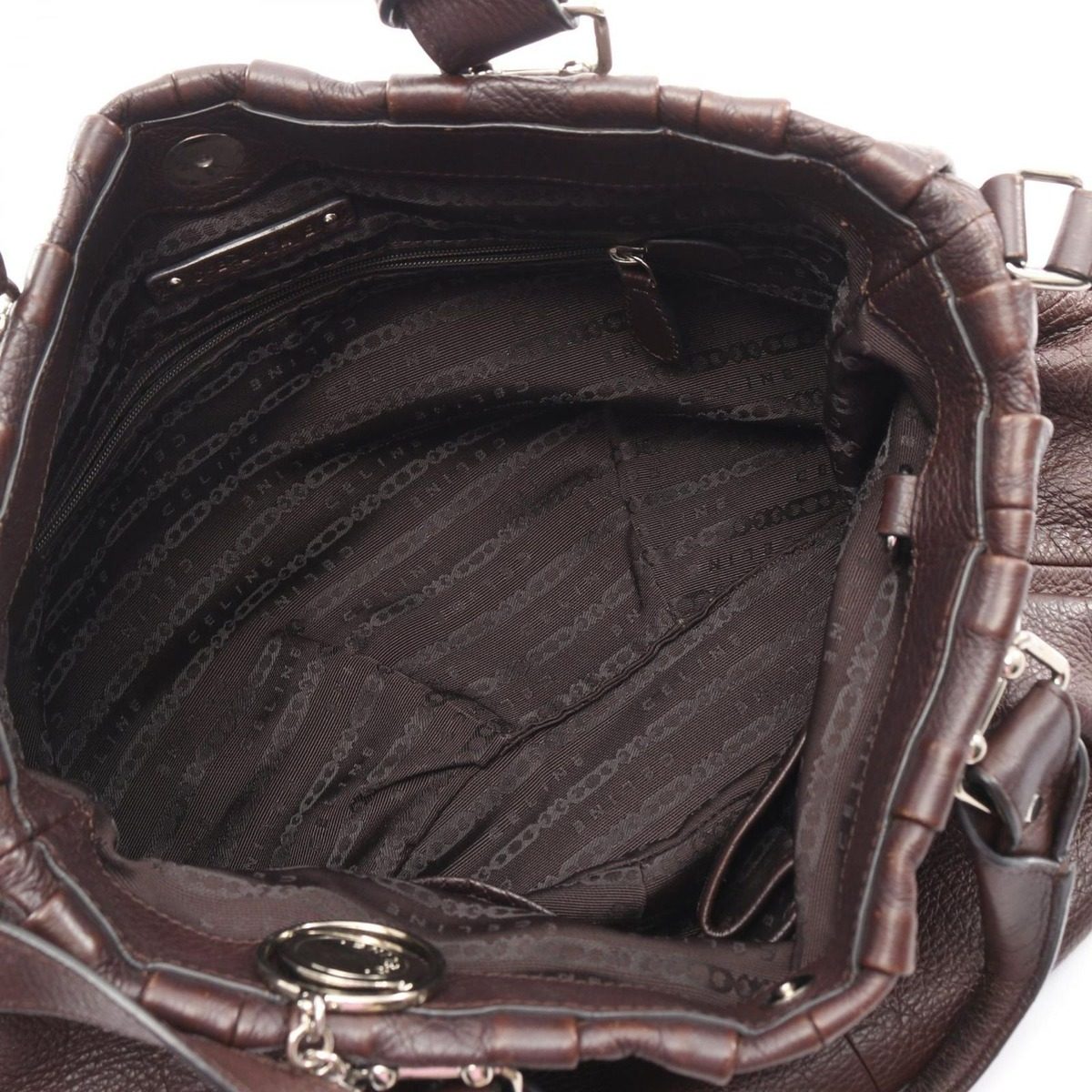 Celine Shoulder Bag Pillow Small 2-Way Dark Brown Leather Hand — view 3