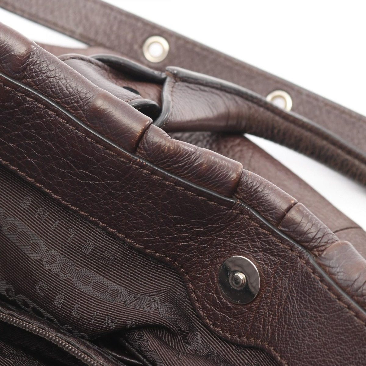 Celine Shoulder Bag Pillow Small 2-Way Dark Brown Leather Hand — view 8