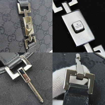 Gucci Handbag 01719 Jackie GG Canvas Black Silver Hardware Shoulder Usual Women