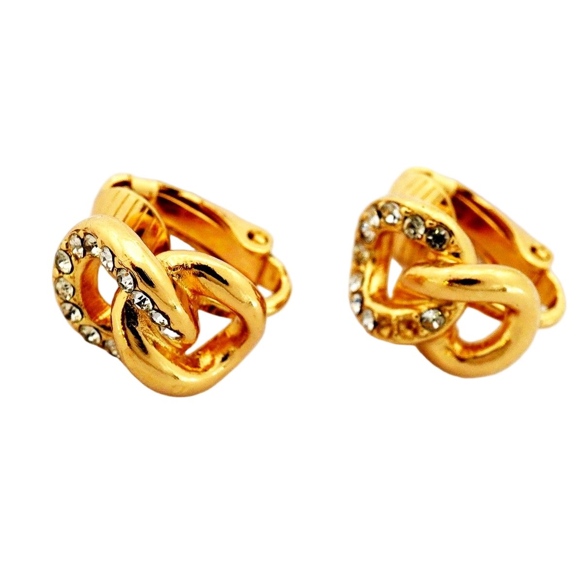 Dior Earrings Gold Plated Rhinestone — view 2