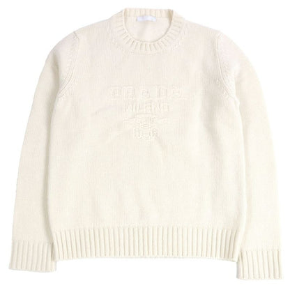 Prada 24 AW Umb645 Virgin Wool Cashmere Logo Embossed Long Sleeve Knit Sweater
