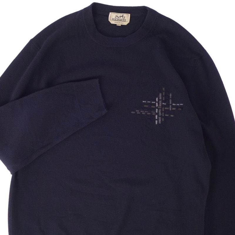 Hermes Knit 23AW Sweater Pullover Leather Knitting