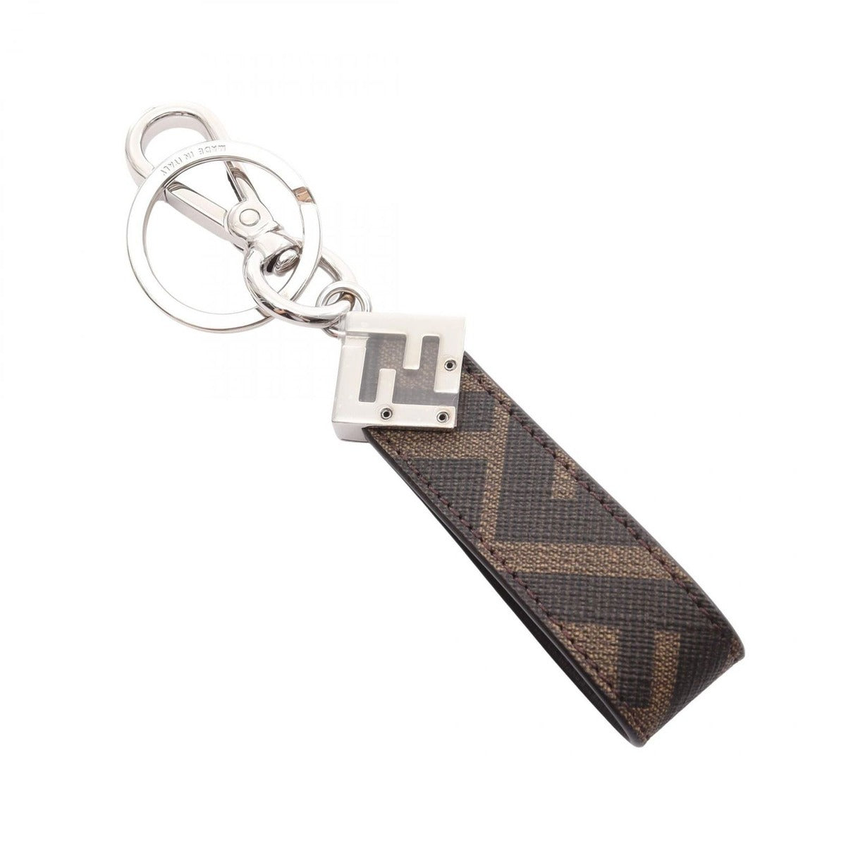 Fendi Key Holder FF Square Zucca Brown Key Ring — view 2