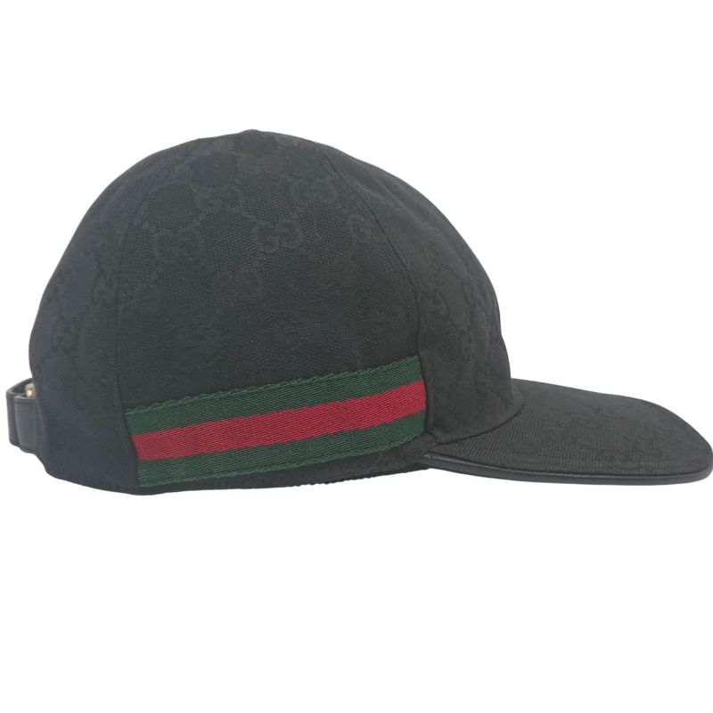 Gucci Cap Hat Sherry Line GG Canvas Black XL 60cm (23.62in)