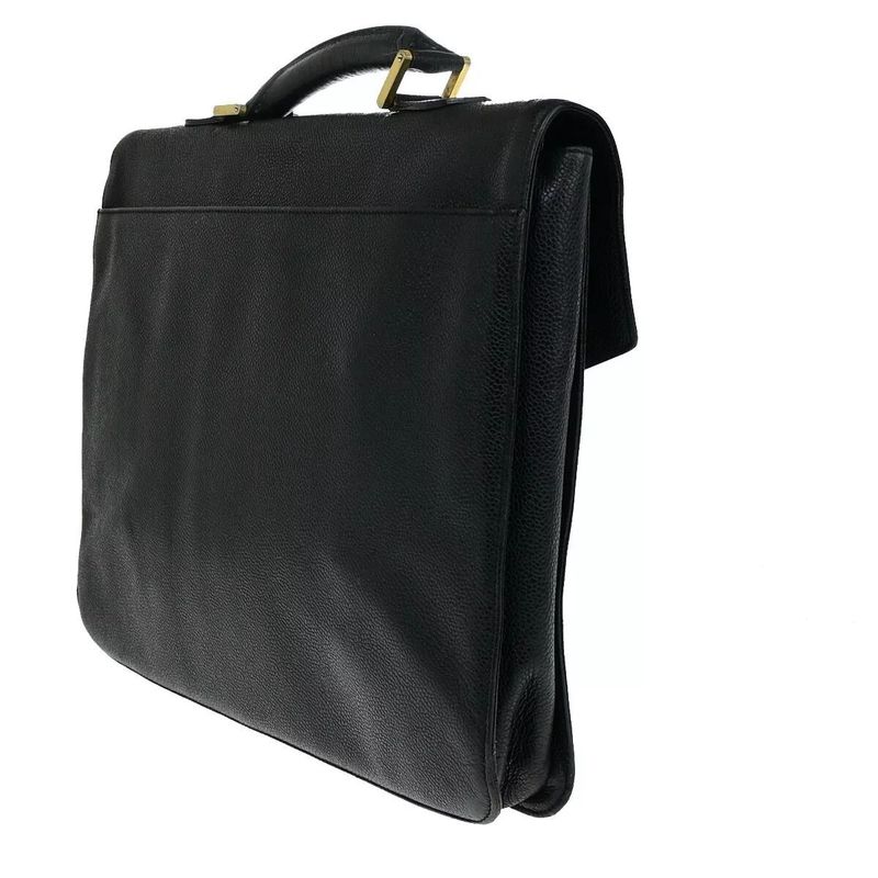 Chanel Business Bag Handbag Briefcase Black Leather 11ka220