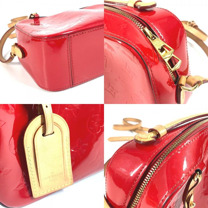 Louis Vuitton Shoulder Bag Santa Monica M90368 Monogram Vernis Canvas Threes Red