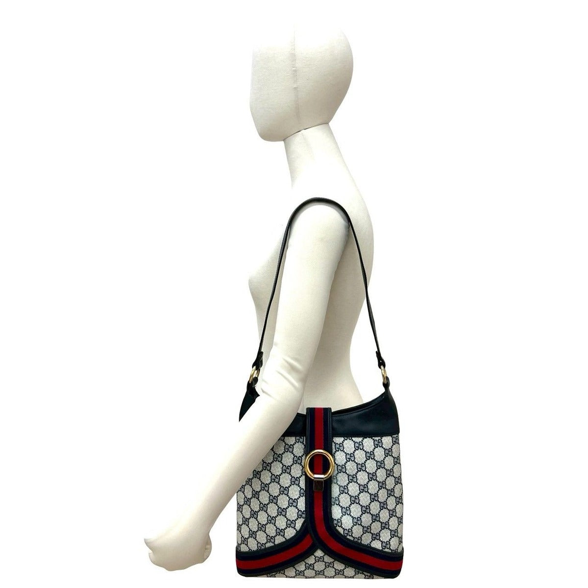 Gucci Vintage Sherry Shoulder Bag Navy X Red — view 2