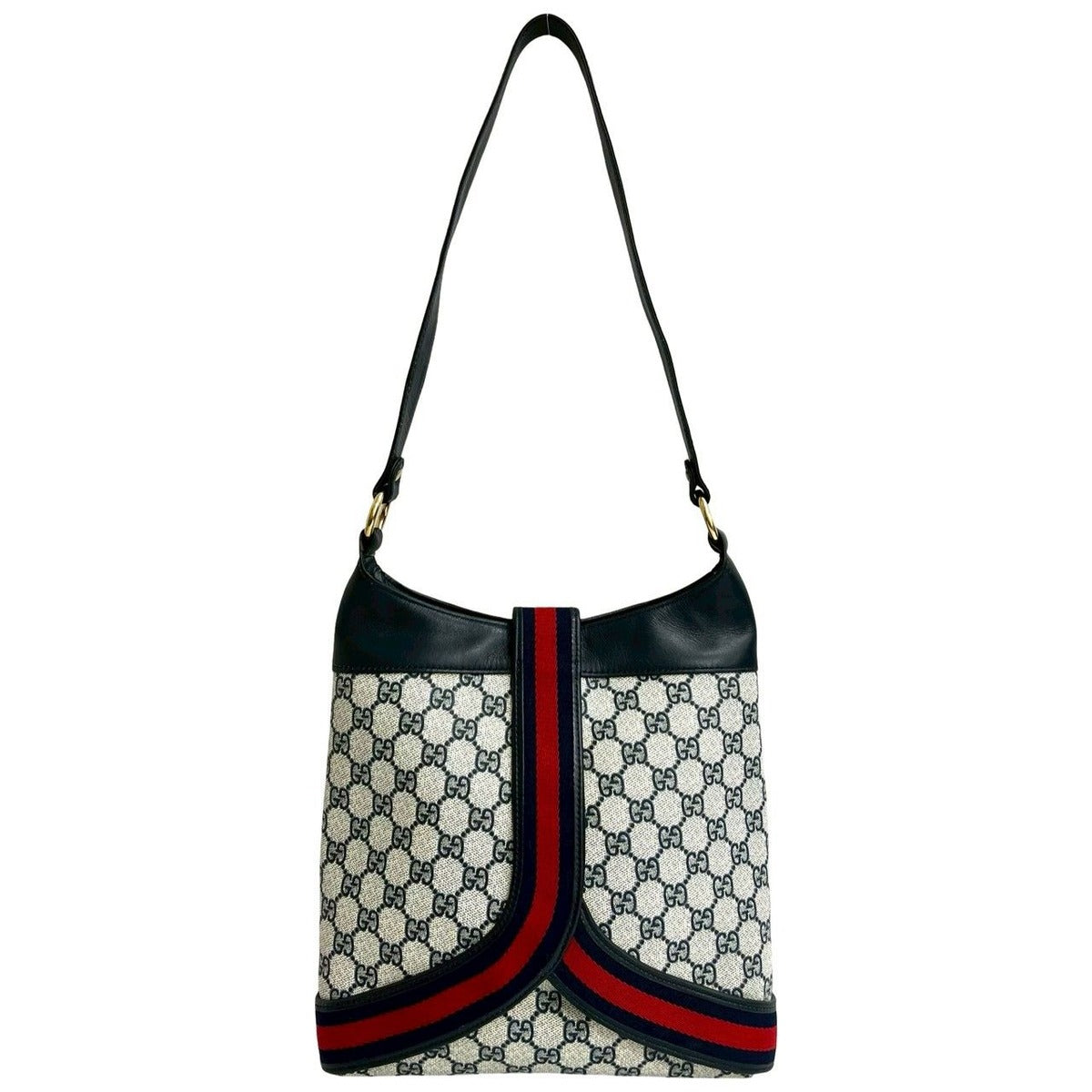 Gucci Vintage Sherry Shoulder Bag Navy X Red — view 3