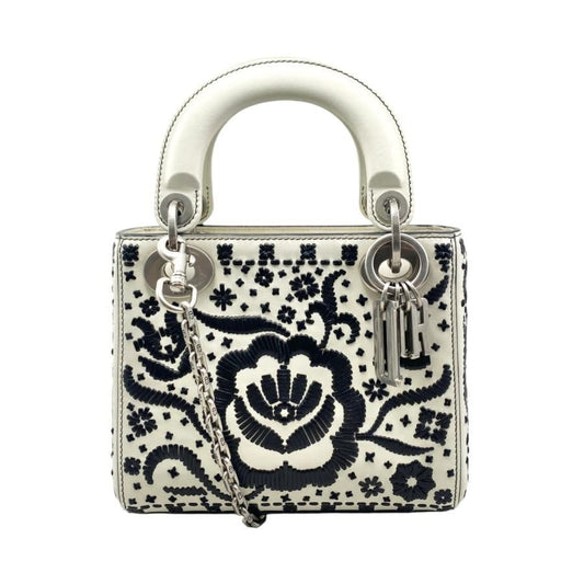 Christian Dior Handbag Shoulder Bag Lady Dior Mini Flower Floral Embroidery