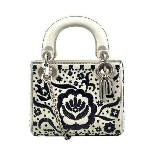 Christian Dior Handbag Shoulder Bag Lady Dior Mini Flower Floral Embroidery