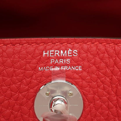 Hermes Shoulder Bag Lindy Mini 20 Taurillon Clemence Vermilion Silver Hardware