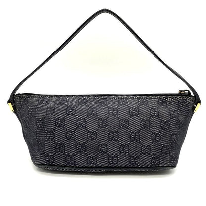 Gucci 07198 Pouch Accessory Pouch Handbag Black And Gray Denim GG Canvas Pouch