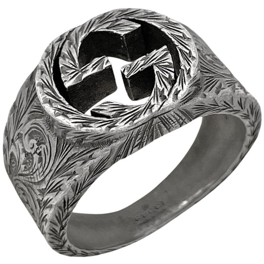 Gucci Interlocking Ring Arabesque Silver