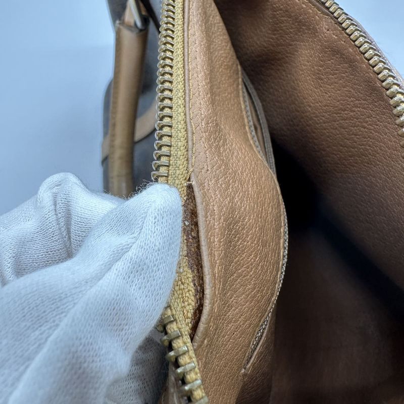 Celine M11 Mini Boston Bag Handbag Macadam PVC Beige Brown Ladies Men