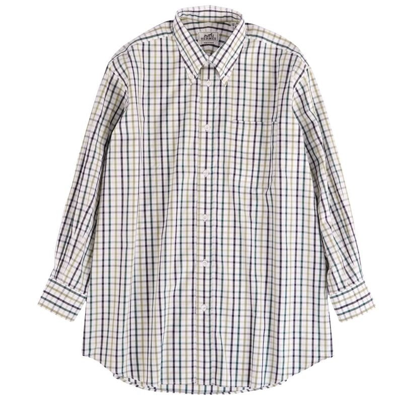 Hermes Shirt Long Sleeve Check Cotton