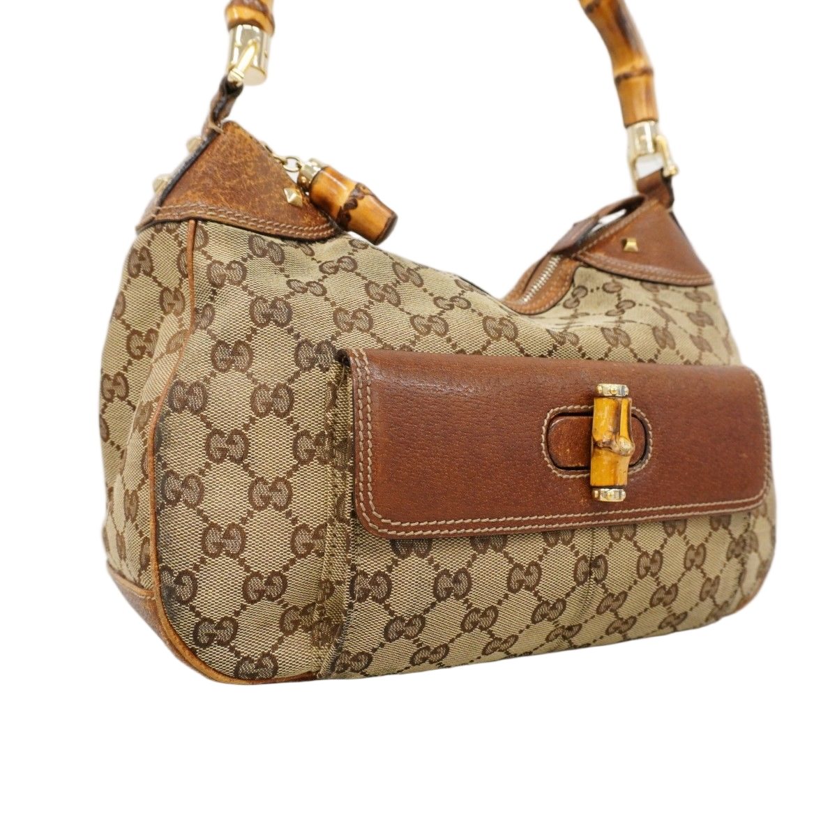 Gucci Handbag GG Canvas Bamboo Brown Gold — view 2