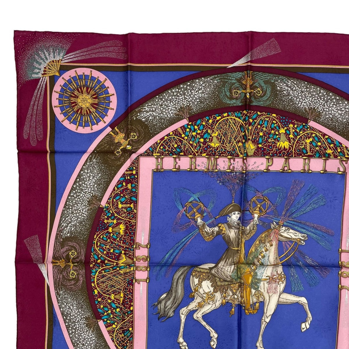 Hermes Scarf Silk Carre 90 Feux D'artifice Purple — view 2