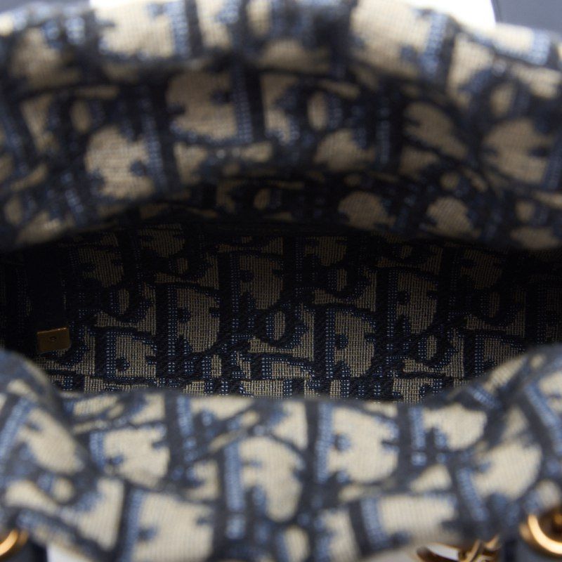 DIOR Trotter Dcharm 2WAY Mini Handbag Canvas X Fuji Material X Leather Navy