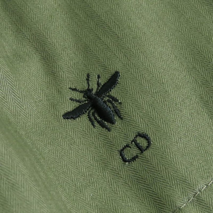 Christian DIOR 857m82a3726 100% Cotton Bee Embroidery Hooded Zip Up Military