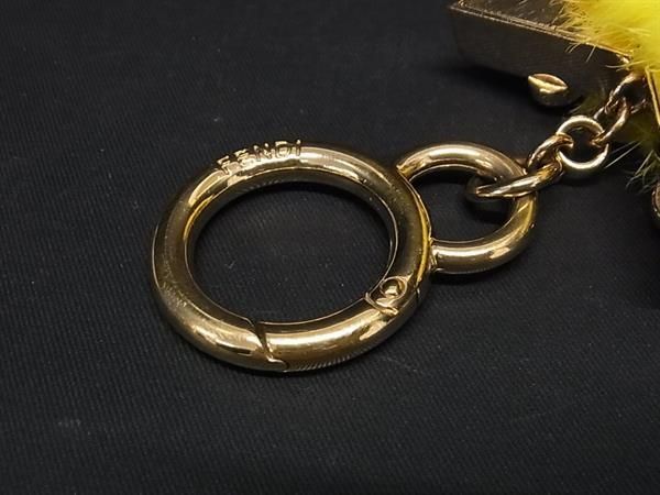 Fendi Bag Bugs Monster Fur Bag Charm Key Holder Key Ring Women's Men's Yellow