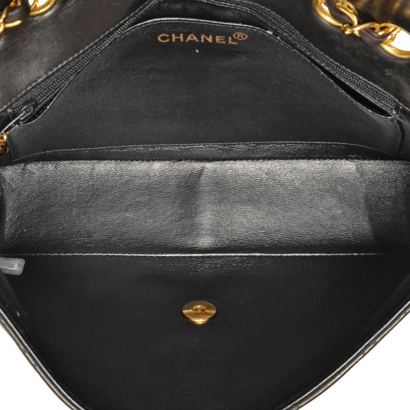 Chanel Matelasse Chain Shoulder Bag Lambskin Black Gold Hardware No 4 Unit Coco