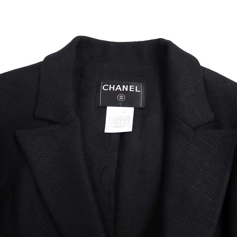 Chanel Coco Mark Button Tweed 4b Tailored Jacket P31043v16334 Black 42
