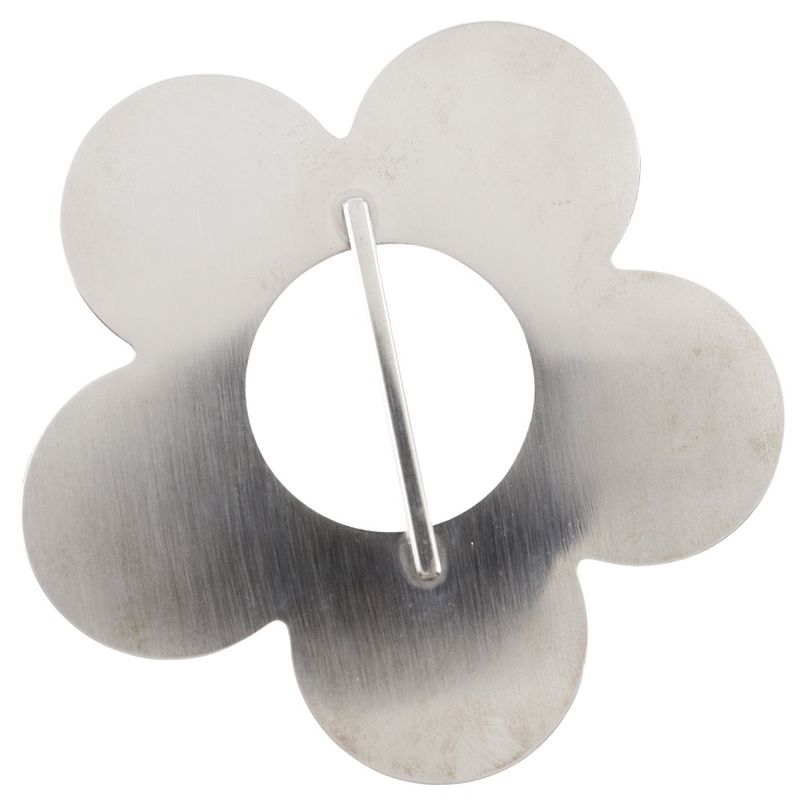 Celine Flower Metal And Leather Silver/black Women's Scarf Ring