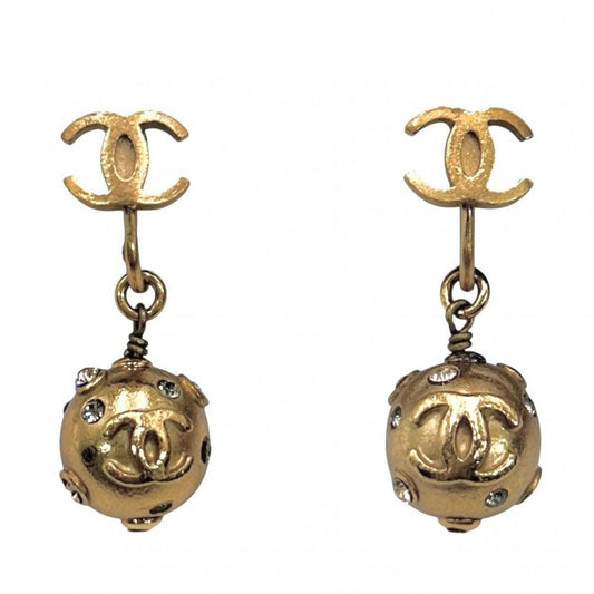 Chanel Earrings Coco Mark Swing Accessory Vintage GP Rhinestone