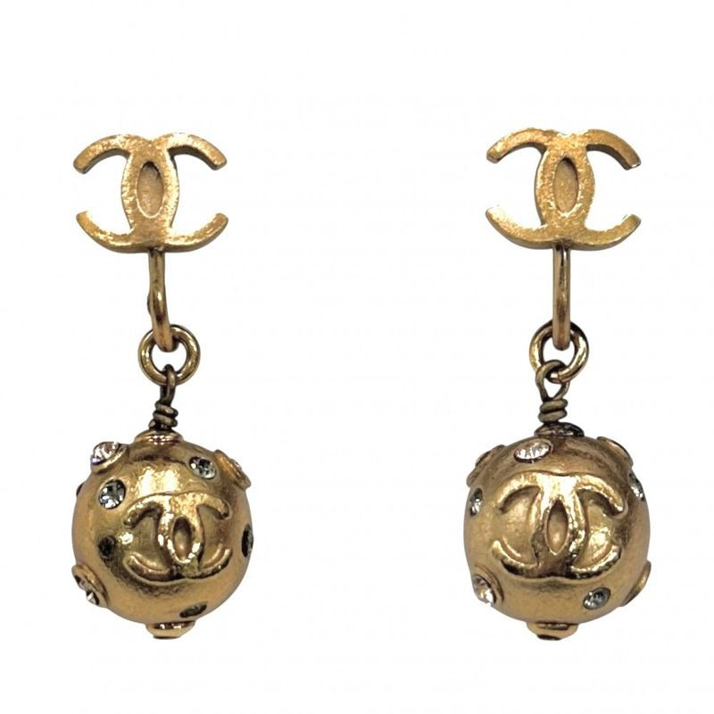 Chanel Single Earring Coco Mark Swing Accessory Vintage GP Rhinestone
