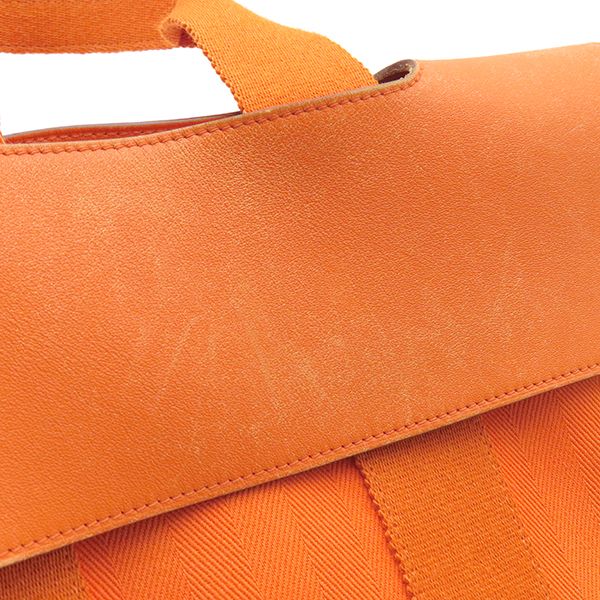 Hermes Handbag Valparaiso PM Twirl Chevron Leather Orange Silver Hardware G
