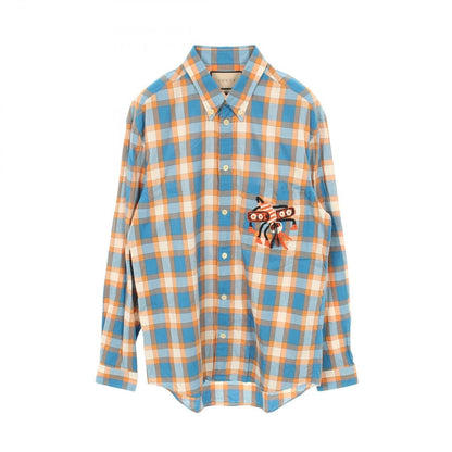 Gucci Freyja Hartas Animal Embroidery Check Shirt Cotton