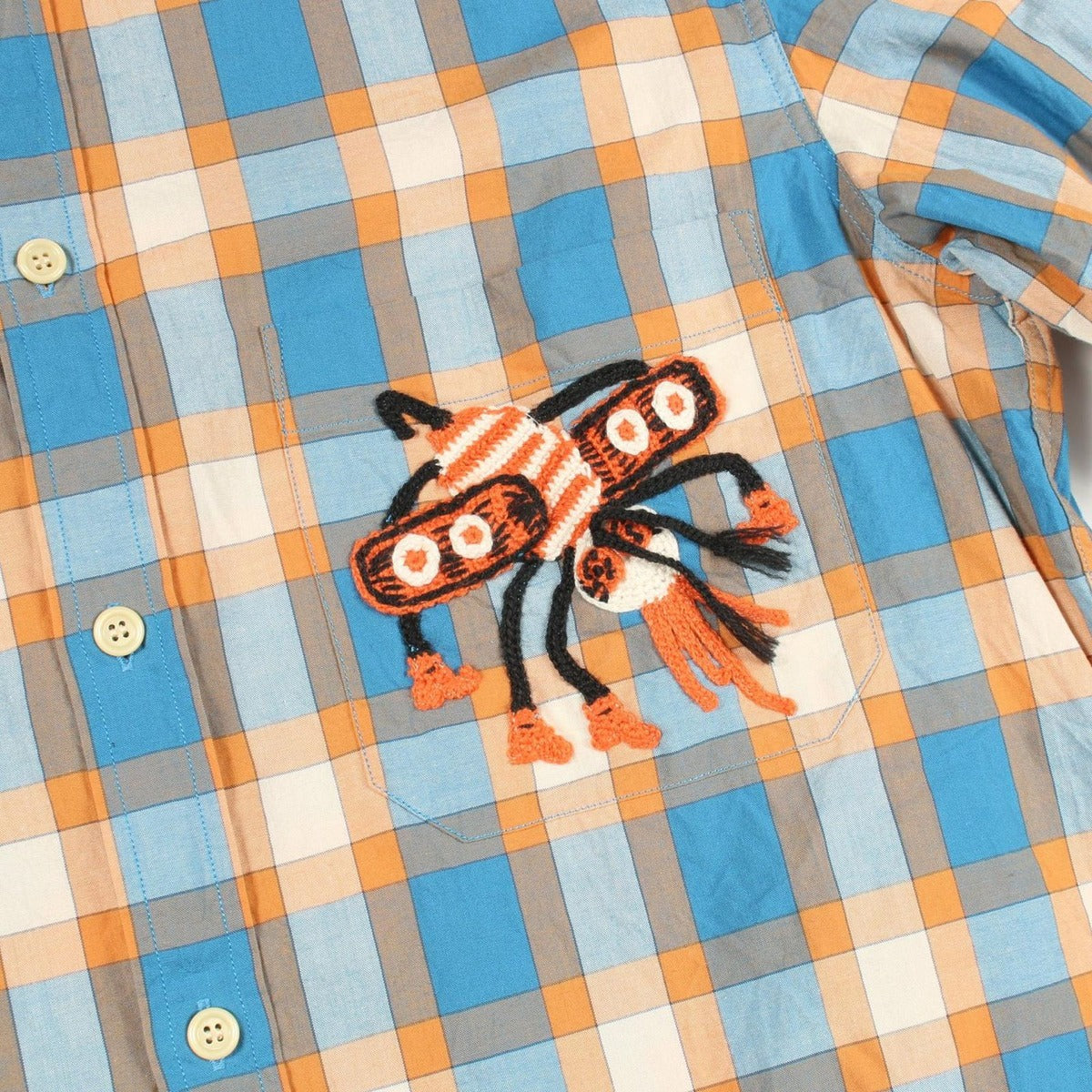 Gucci Freyja Hartas Animal Embroidery Check Shirt Cotton — view 5