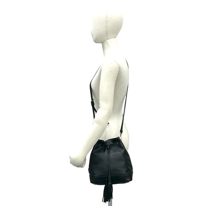Prada Triangle Logo Tassel Leather Drawstring Shoulder Bag Pochette Crossbody — view 2