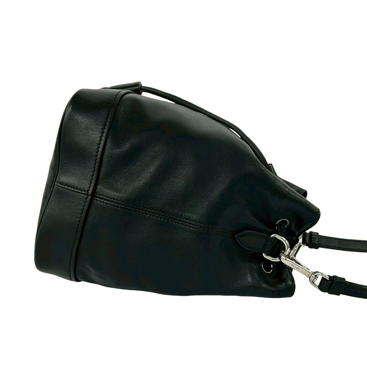 Prada Triangle Logo Tassel Leather Drawstring Shoulder Bag Pochette Crossbody — view 6