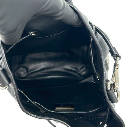Prada Triangle Logo Tassel Leather Drawstring Shoulder Bag Pochette Crossbody — view 9