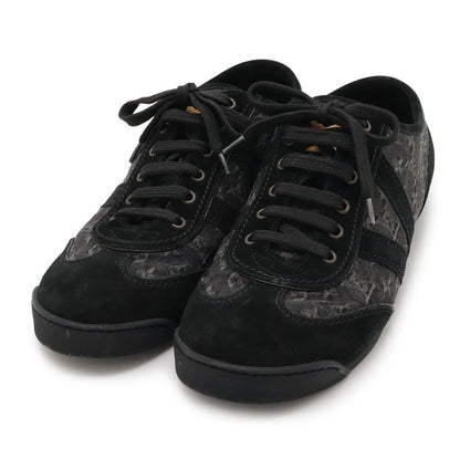 Louis Vuitton Monogram Denim Low Cut Sneakers Shoes Suede Black 6 1 2 Size