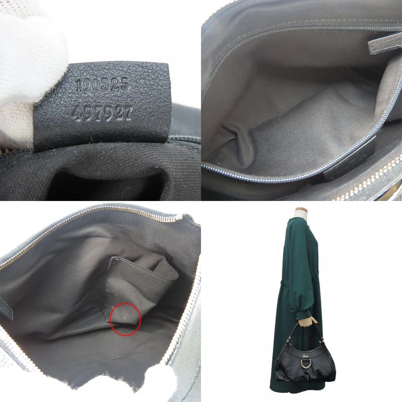 Gucci Handbag 190525 Abbey Leather Black Gold Hardware Shoulder One Shoulder