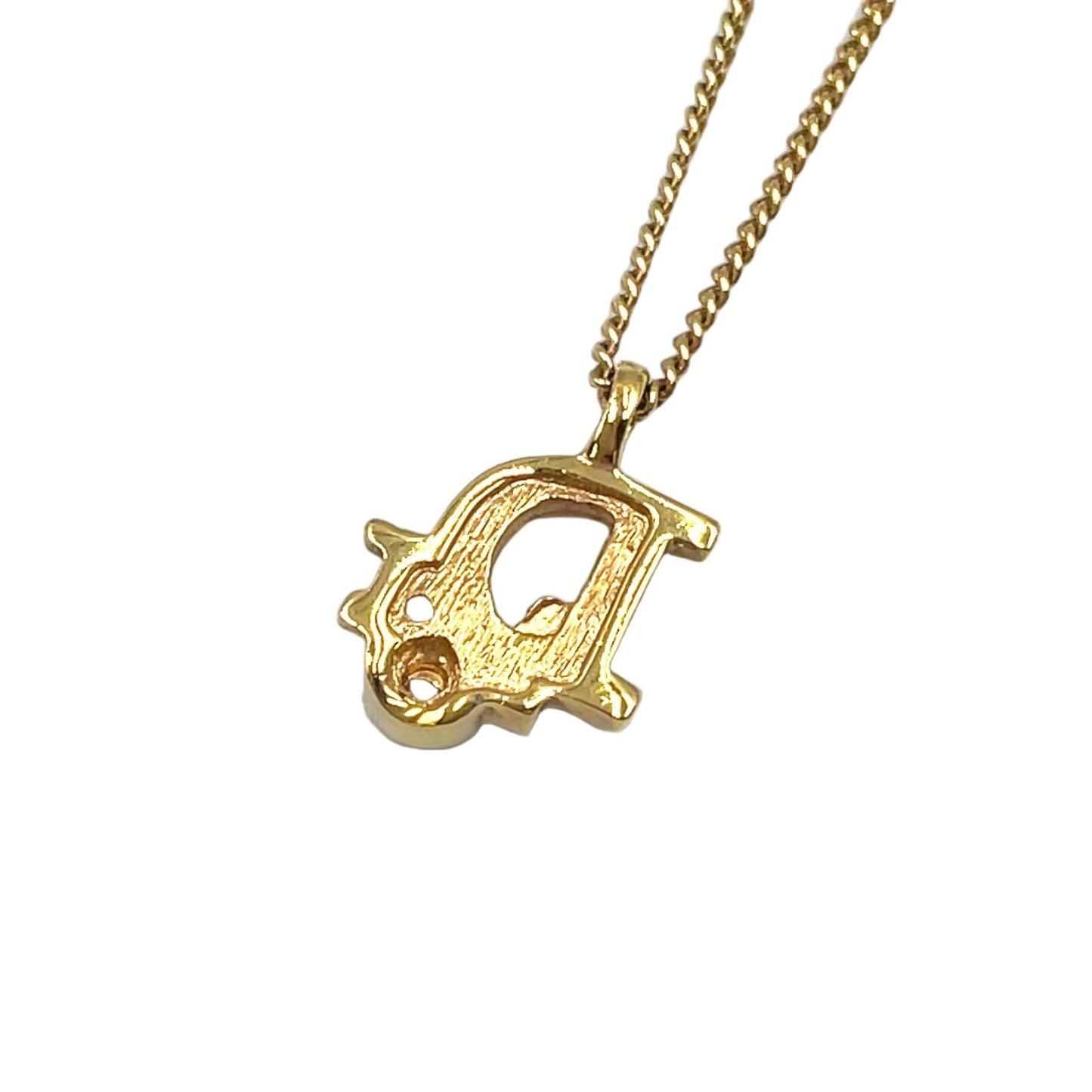 Dior Logo Rhinestone Color Stone Clear Gold Necklace — view 2