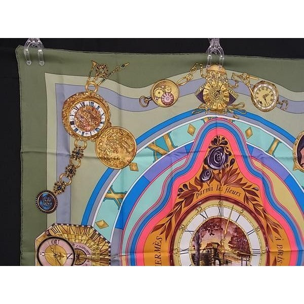 Hermes Scarf Carre 90 Parmi les Fleurs Je Compte Heures Time Among Flowers — view 2