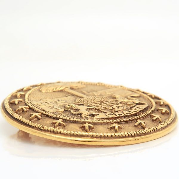 Chanel Brooch 1169 Vintage GP Round Lion With Box Chanel