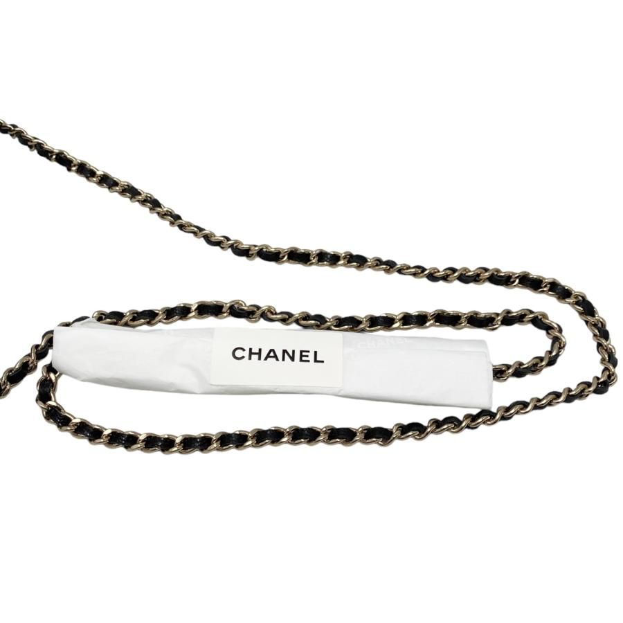 Chanel Shoulder Bag Chain Wallet Matelasse Caviar Skin Coco Mark Black Gold