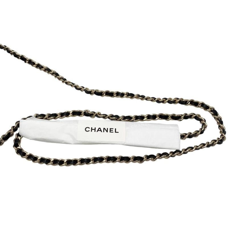 Chanel Shoulder Bag Chain Wallet Matelasse Caviar Skin Coco Mark Black Gold