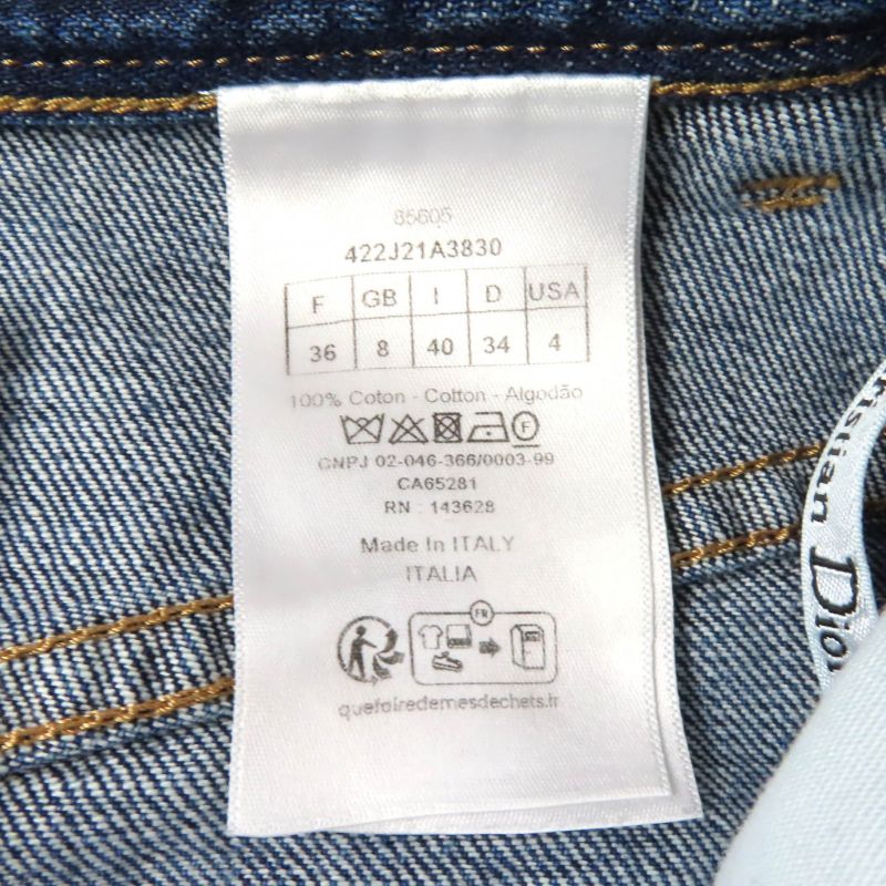 Christian DIOR 422j21a3830 100% Cotton Trapeze Denim Miniskirt With Logo Patch