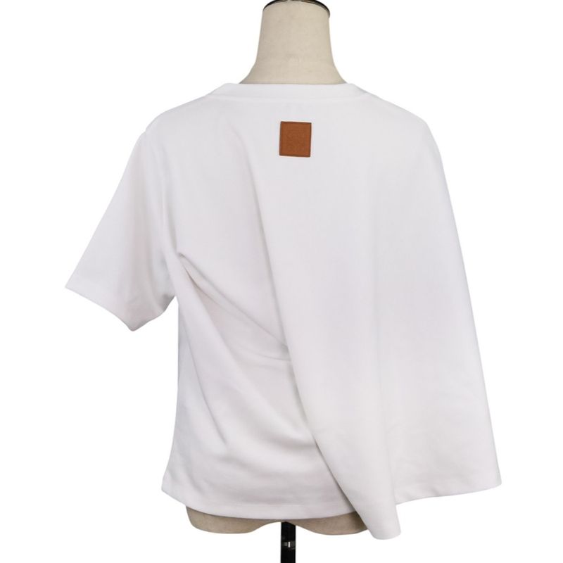Loewe Cropped Draped T-Shirt Asymmetrical Deformed Cut and Sewn L White Women's