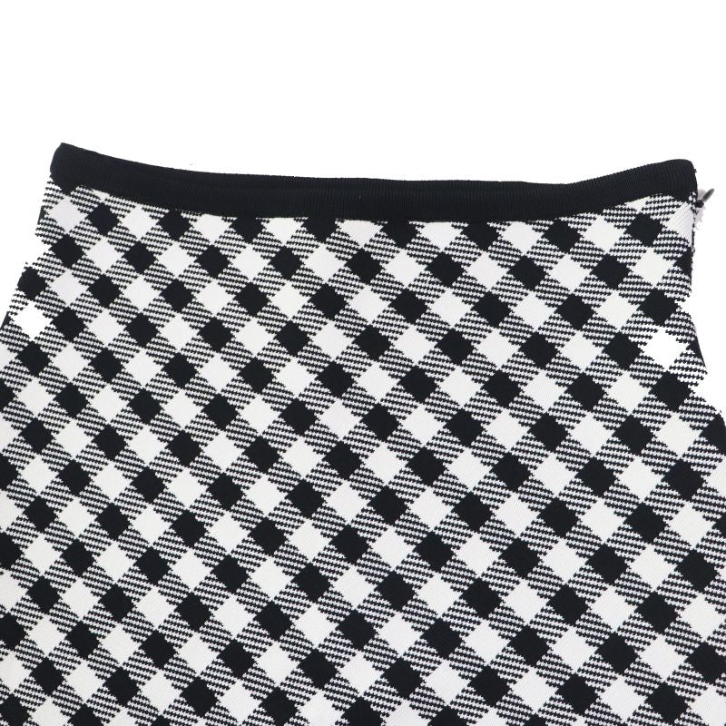 Christian DIOR 22 254j18am514 Gingham Checked Flared Skirt Black White 38 Made