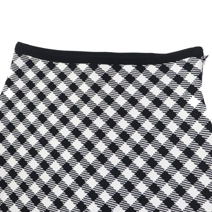 Christian DIOR 22 254j18am514 Gingham Checked Flared Skirt Black White 38 Made