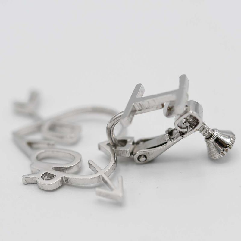 Christian DIOR Earrings Heart Arrow Silver Color Accessories Ladies With